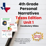 4th Grade Texas Edition Narrative Unit 1 Vocabulary Slides