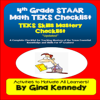 Preview of 4th Grade Math TEKS Checklist, Great for Teacher Records and Math Folders