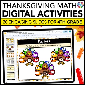 Preview of 4th Grade Thanksgiving Math Activities - November Math Review Slides