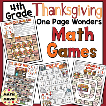 Preview of 4th Grade Thanksgiving Math Games - One Page Wonders Math Games & Centers