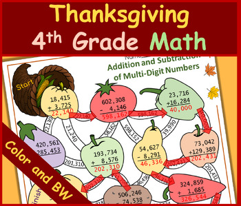 Preview of 4th Grade Thanksgiving Math Mazes