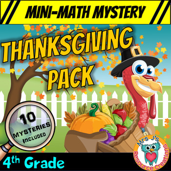 Preview of 4th Grade Thanksgiving Math Mini Mysteries - Printable and Digital Activities