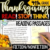 4th Grade Thanksgiving Reading Comprehension Passages STOP