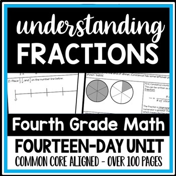 Preview of 4th Grade Fractions Review Unit, Practice Packets, Math Intervention Test Prep