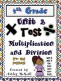 4th Grade Unit 2 Pre and Posttest - Multiplication and Division