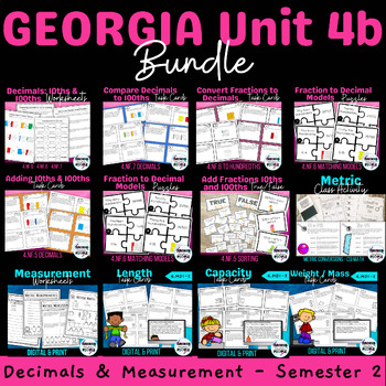 Preview of 4th Grade Unit 4b BUNDLE | New Georgia Standards | Decimals | Measurement