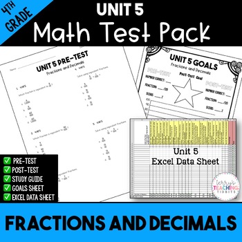Preview of Fractions and Decimals Printable Test Pack {4th Grade Unit 5}