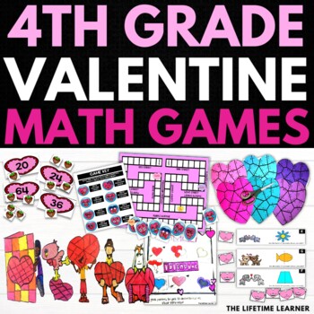Preview of 4th Grade Valentine's Day Math Activities | Valentines Day Math Games