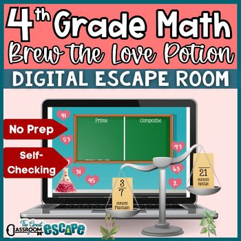 Preview of 4th Grade Valentine's Day Math Activity Digital Escape Room Game or Center