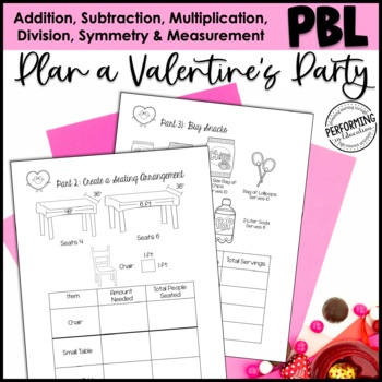 Preview of 4th Grade Valentine's Day Math Project | Measurement, Multiplication, Symmetry