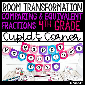 Preview of 4th Grade Valentine's Day Math Room Transformation Comparing Fractions