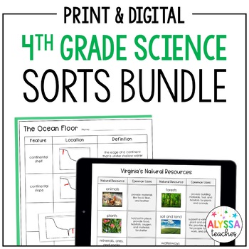 Preview of 4th Grade Virginia Science SOL Sorting Activities Bundle