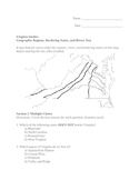 4th Grade Virginia Studies Borders, Rivers, and Regions Test