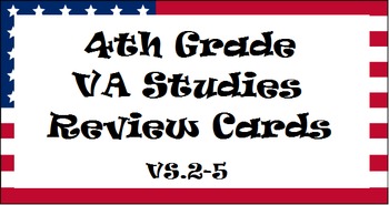Preview of 4th Grade Virginia Studies SOL Review Cards (3 sets!) - Updated 2016 SOL's