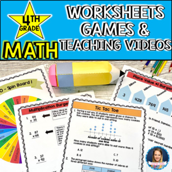 Preview of 4th Grade Math Worksheet Activities and Teaching Videos