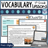 4th Grade Vocabulary Lessons Quarter 1 with Reading Comprehension
