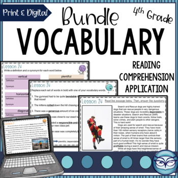 Preview of 4th Grade Vocabulary Lessons with Reading Comprehension | Yearlong Bundle