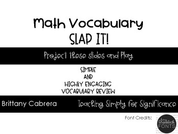 Preview of 4th Grade Math Vocabulary Slap It!