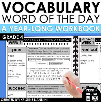 Preview of 4th Grade Vocabulary Activities | Word of the Day Full Year Academic Vocabulary