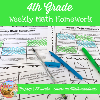 weekly homework sheet 4th grade answer key