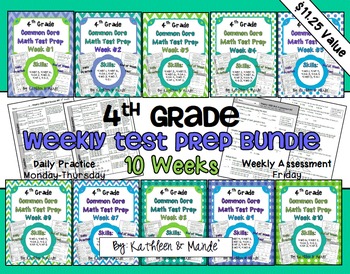 Preview of 4th Grade: Weekly Test Prep BUNDLE (10 Weeks of Daily Practice & Assessment)
