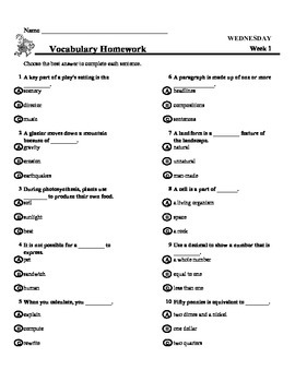 4th Grade Weekly Vocabulary - Week 1 by Old School Publications | TpT