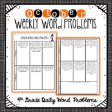 October Daily Word Problems | 4th Grade | Distance Learning