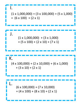 4th grade whole number expanded notation 4 score game with record sheet