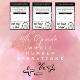 4th Grade Whole Number Operations Worksheet/Assessment STA