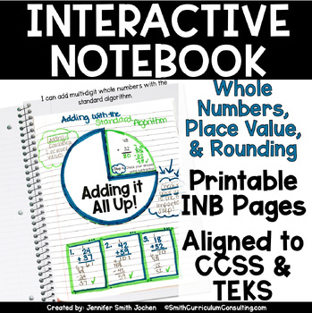 Preview of Fourth Grade Math Whole Numbers,Place Value and Rounding Interactive Notebook
