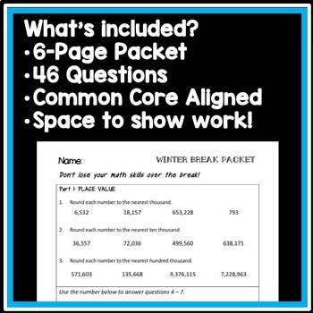 4th grade winter break math packet 4th grade math packet for the