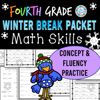 Preview of 4th Grade Winter Break Math Packet | Christmas Break | Holiday Break | Snow Day