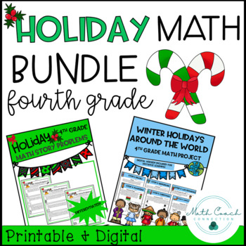 Preview of 4th Grade Winter Holiday Math BUNDLE | Fourth Grade Math Project Problem Solving