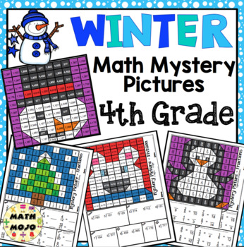 Preview of 4th Grade Winter Math: 4th Grade Math Mystery Pictures