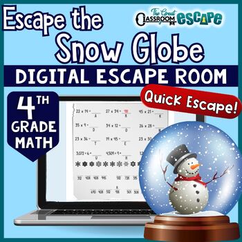 Preview of 4th Grade Winter Math Activity Escape the Snow Globe Digital Escape Room Game