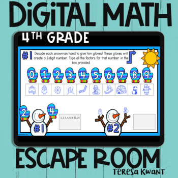 Preview of 4th Grade Winter Math Digital Escape Room Activity | Distance Learning