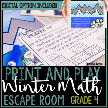 Preview of 4th Grade Winter Math Escape Room Activity 
