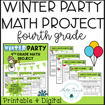 Preview of 4th Grade Winter Math Party Project Multiplication & Division