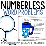 4th Grade Winter Numberless Word Problems | Multistep & Fractions