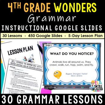 Preview of 4th Grade Wonders 2023, 2020 | Grammar Google Slides with Mentor Sentences
