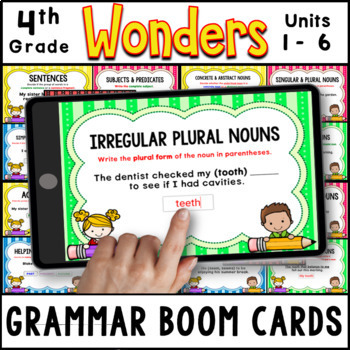 Preview of 4th Grade Wonders 2023 - Units 1 - 6 Grammar Activities - 30 Boom Card Decks