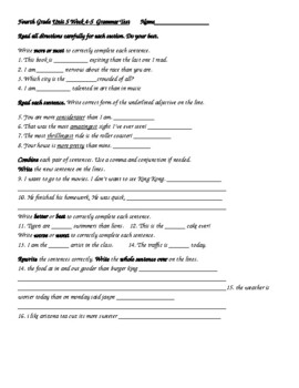 4th Grade Wonders-GRAMMAR Unit 5, Weeks 4-5 grammar assessment by Grayline