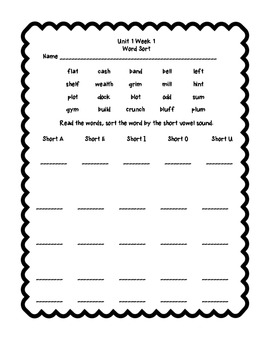 4th Grade Wonders Week 1 Spelling by Lori Franks | TPT