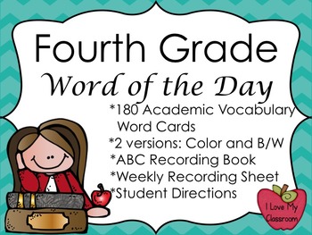 Preview of 4th Grade Word of the Day Pack {180 Academic Vocabulary Cards}