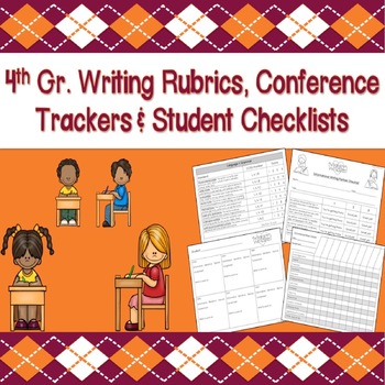 Preview of 4th Grade Writing Rubrics, Trackers & Student Checklists (CCSS Aligned)