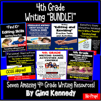 Preview of 4th Grade Writing BUNDLE Expository, Narratives, Prompts, Editing, PDF & Digital