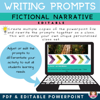 4th Grade Writing Prompt | PICTURES & EDITABLE TEXT Fictional Narrative