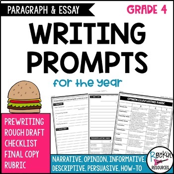 Preview of 4th Grade Writing Prompts for Paragraph Writing and Essay Writing