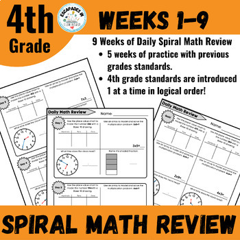 Preview of 4th Grade iReady Aligned⏐ Daily Math Review Wks 1-9⏐ Morning Work⏐ Math Warm-up