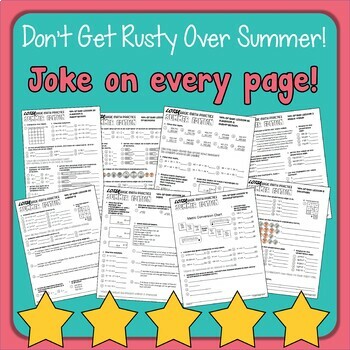 4th grade into 5th grade math summer packet of practice worksheets
